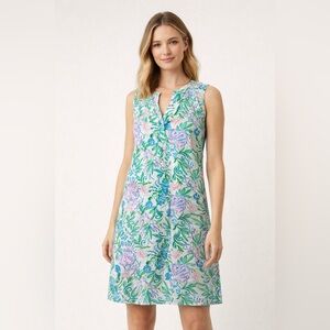 Lilly Pulitzer Sleeveless Floral “Just a Pinch” Mini Dress Pink, Blue Green - L
